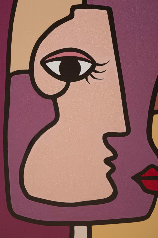 Stampa Dipinta Faces New 1 60x3x90 cm in Legno e Tessuto