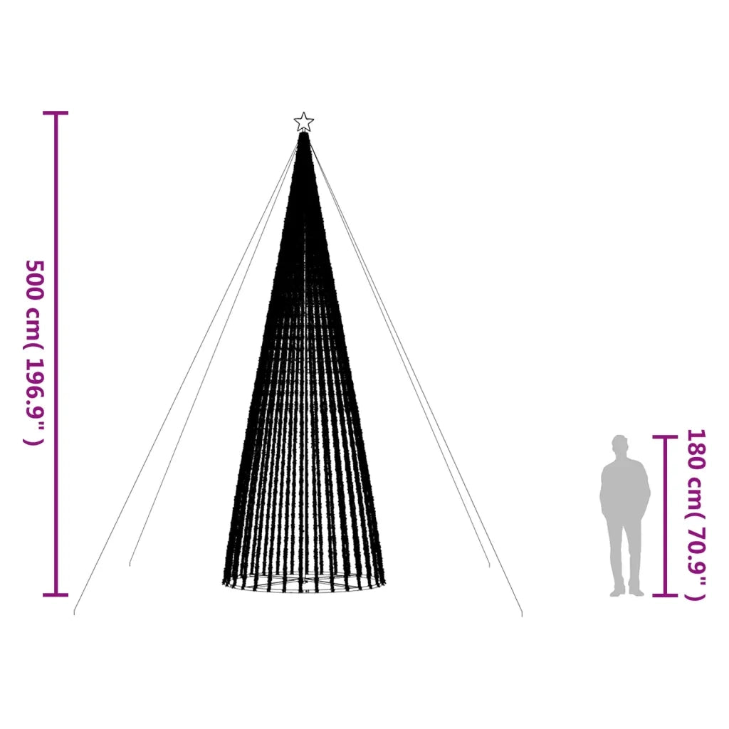 Albero di Natale a LED 1544 LED Bianco Caldo 500 cm 358072