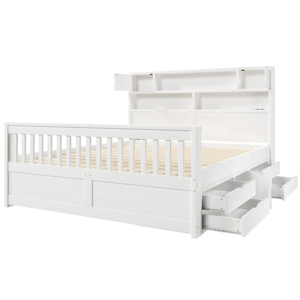 Letto Contenitore con LED, USB e Cassetti ¨C Xylo ¨C Bianco 160x200