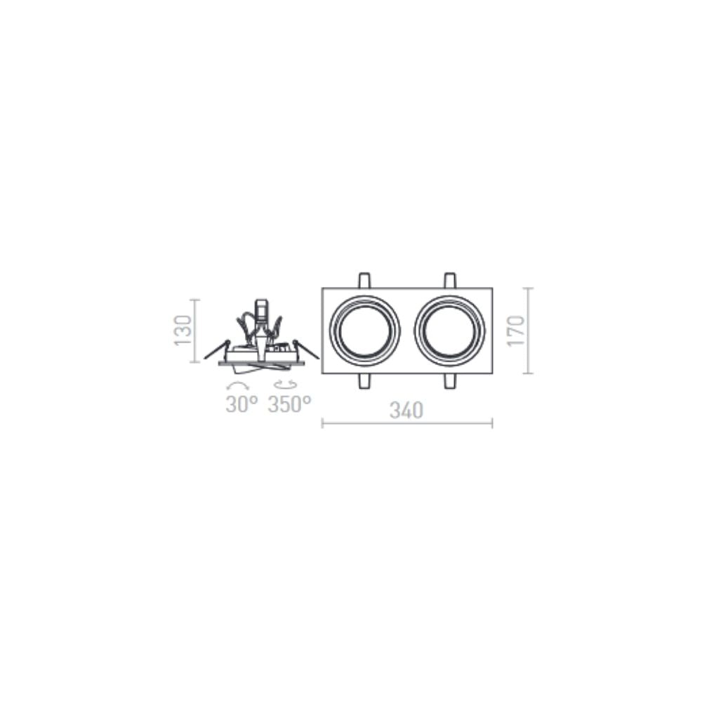 Faretto PASADENA G53 SQ II bianco 12V G53 2x50W
