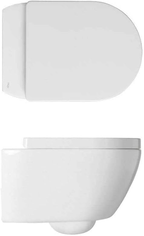 Sanitari sospesi senza brida Althea Cover in ceramica Bianco Opaco wc+ bidet + sedile soft close slim