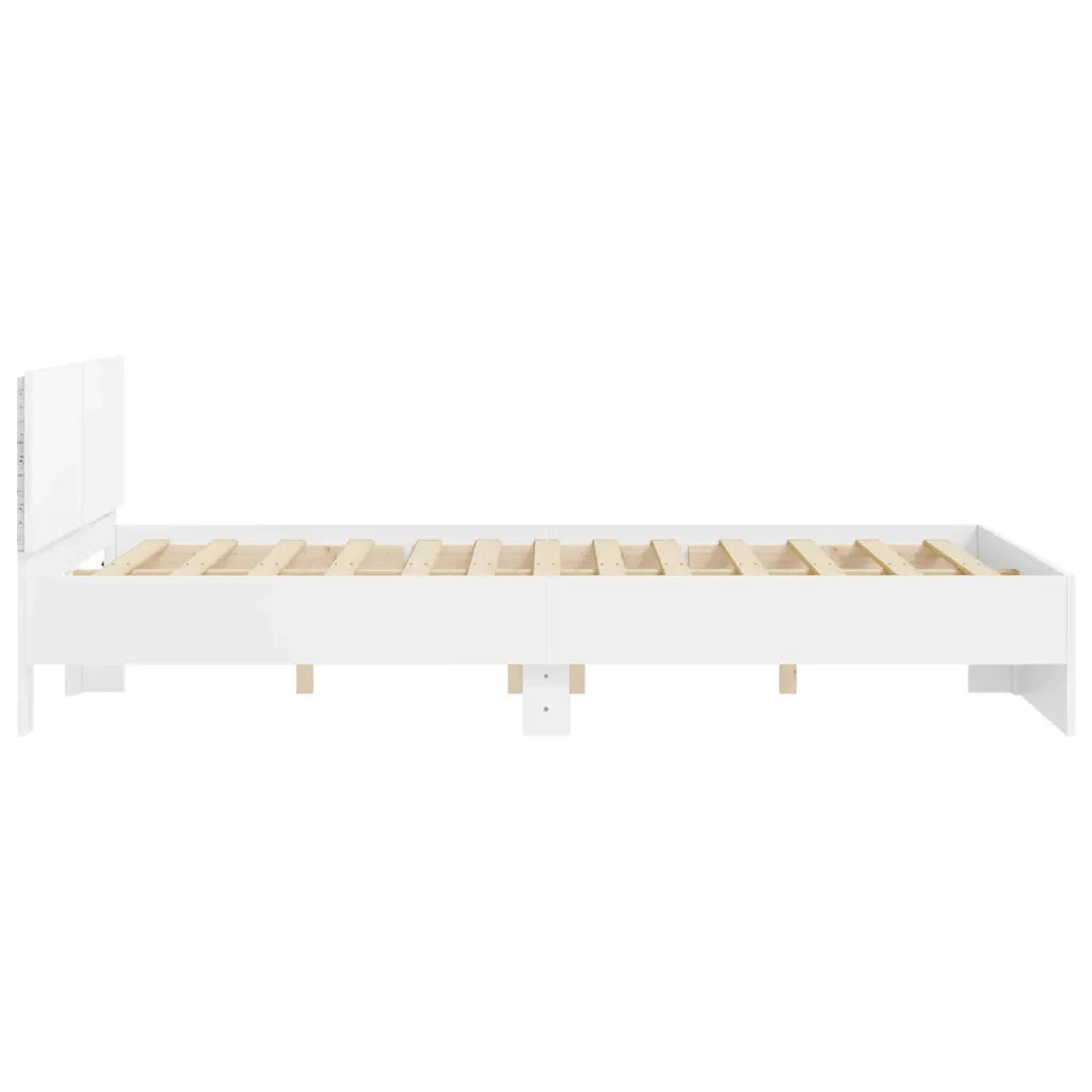 Giroletto con Testiera e LED-Struttura Letto con testiera Bianco 150x200 cm 335007
