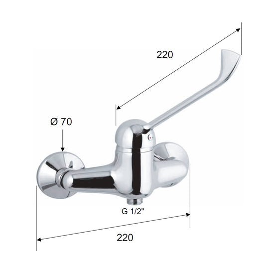 Rubinetto esternoper doccia con leva lunga - serie kiss