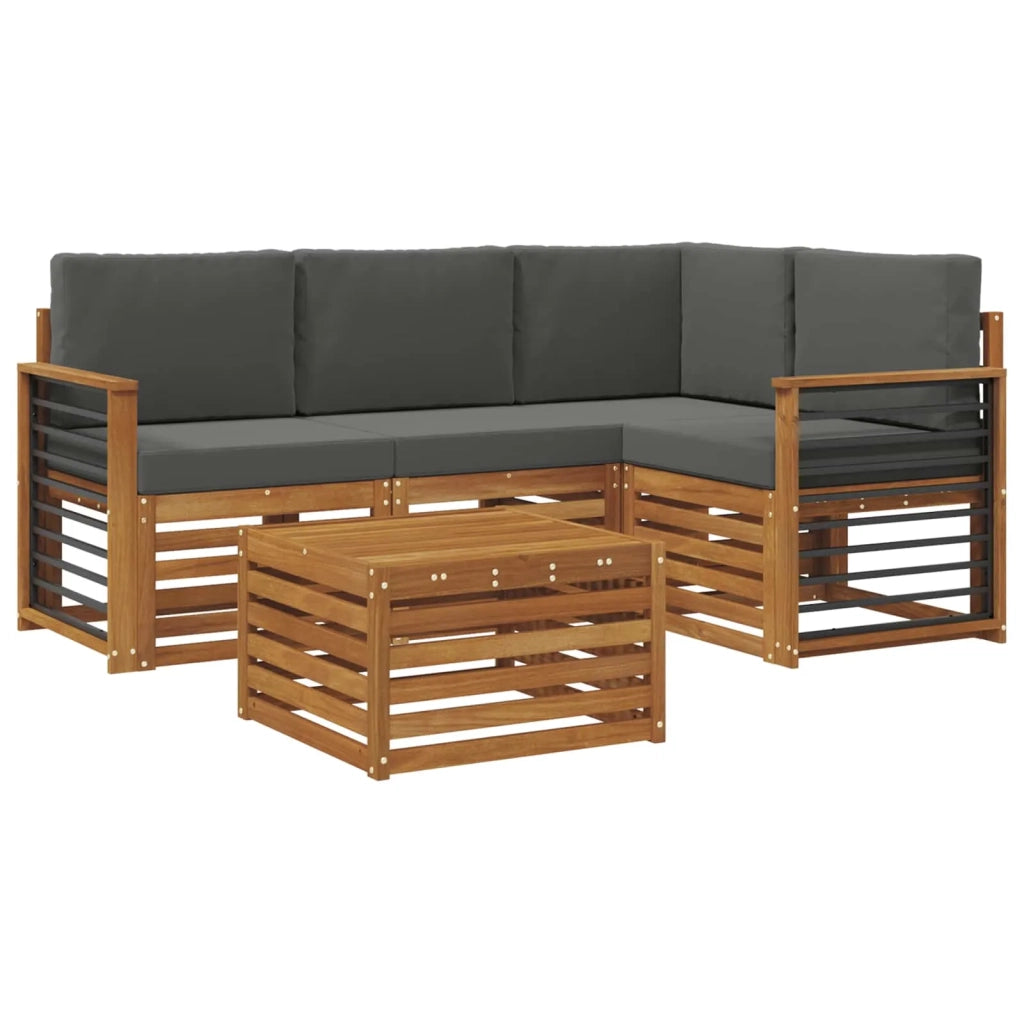 Set di divani da esterno con cuscino 5 pcs Naturale e Antracite 3374782