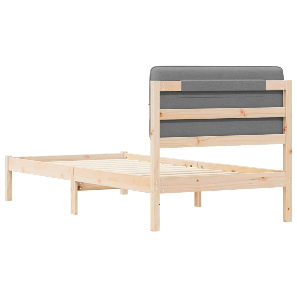 Letto con Testiera Rivestita Grigio chiaro 100 x 200 cm 877999