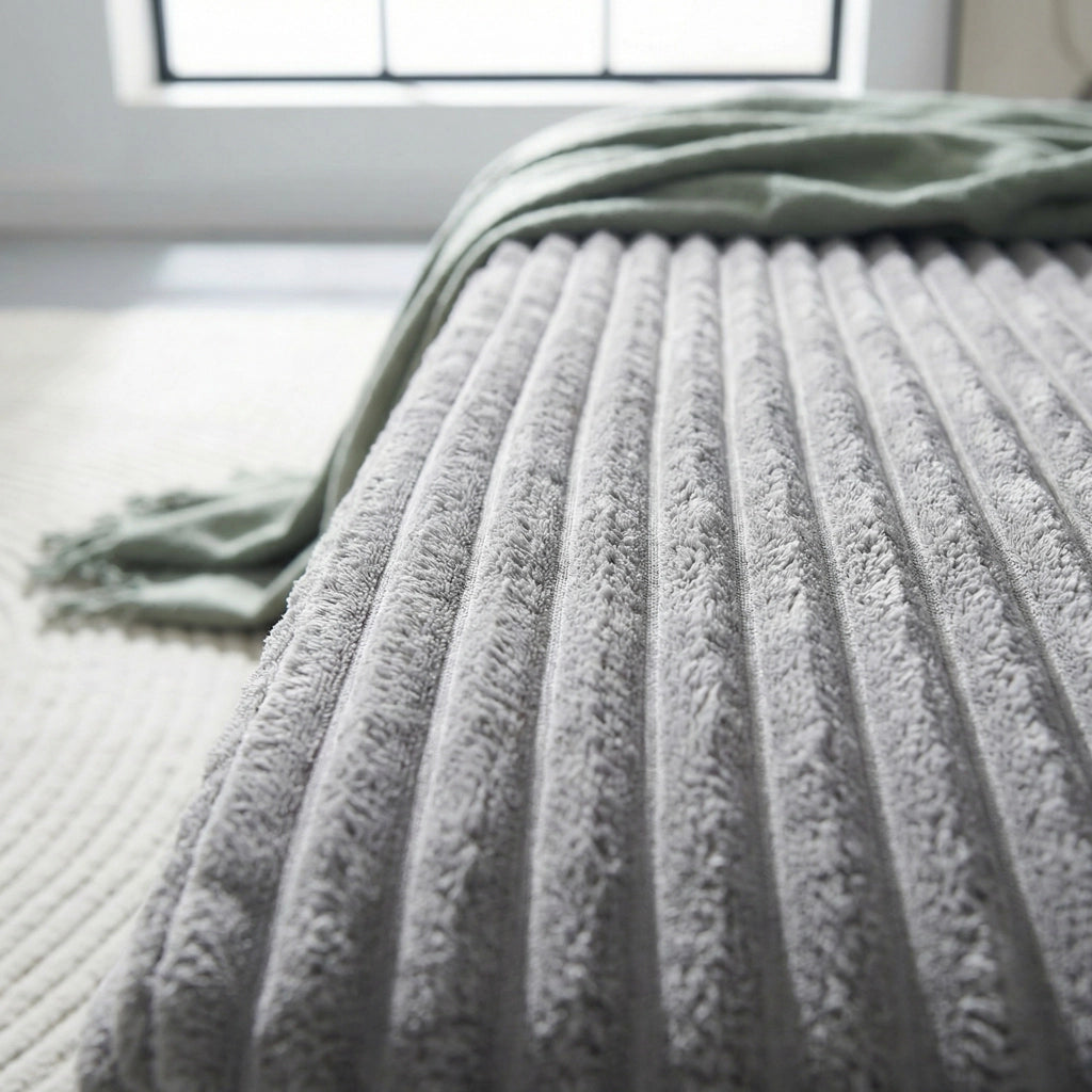 Divano letto multifunzionale in tessuto con schienali removibili e texture effetto velluto, grigio chiaro