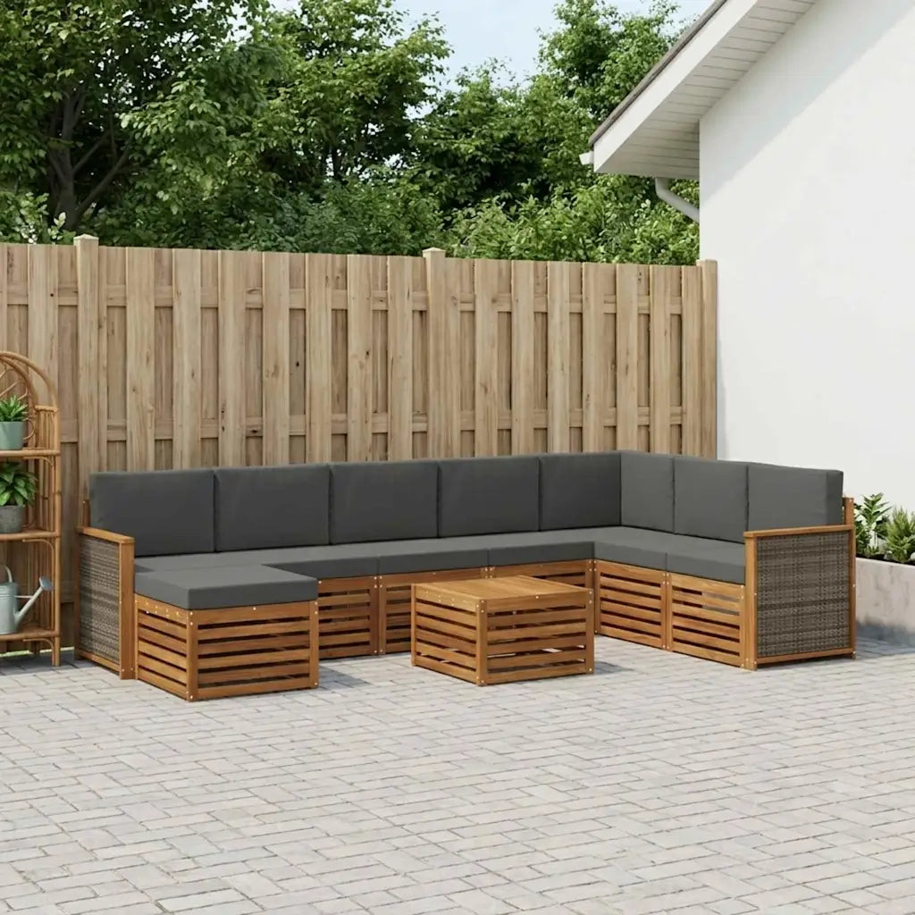 Set di divani da esterno con cuscino 7 pcs Naturale e Antracite 3384738