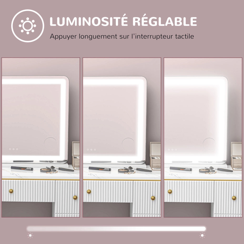 Specchio LED con ingrandimento 10X ¨C Zephmum ¨C Bianco 80x62 cm