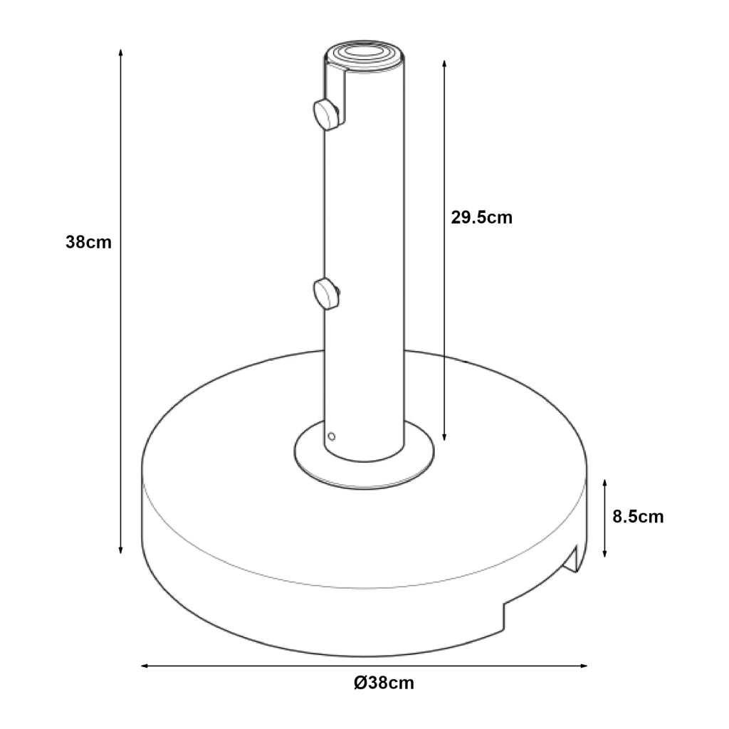 Base rotonda per ombrellone da giardino in granito 38 x 9 cm grigio 03_0010260