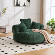 OKWISH Poltrona Pouf con Schienale Alto, Braccioli Avvolgenti e Seduta Ampia, Velluto a Coste, Verde Smeraldo