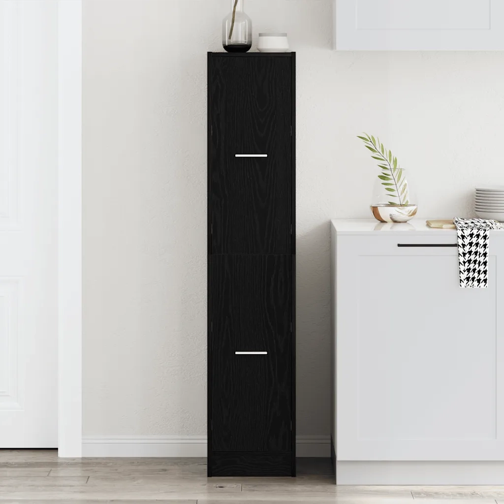Mobiletto da Farmacia Rovere Nero 30x41x144,5 cm Legno Agglomerato 862054