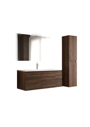 Mobile da Bagno Sospeso con Lavabo 100 cm e Specchio Bali Light 2+2 Noce Scuro