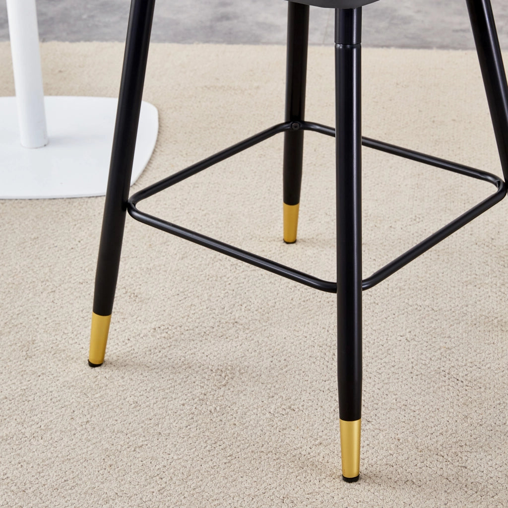 Sgabelli da bar, 2 pezzi in PU bianco e grigio scuro con schienale ergonomico, poggiapiedi e telaio nero