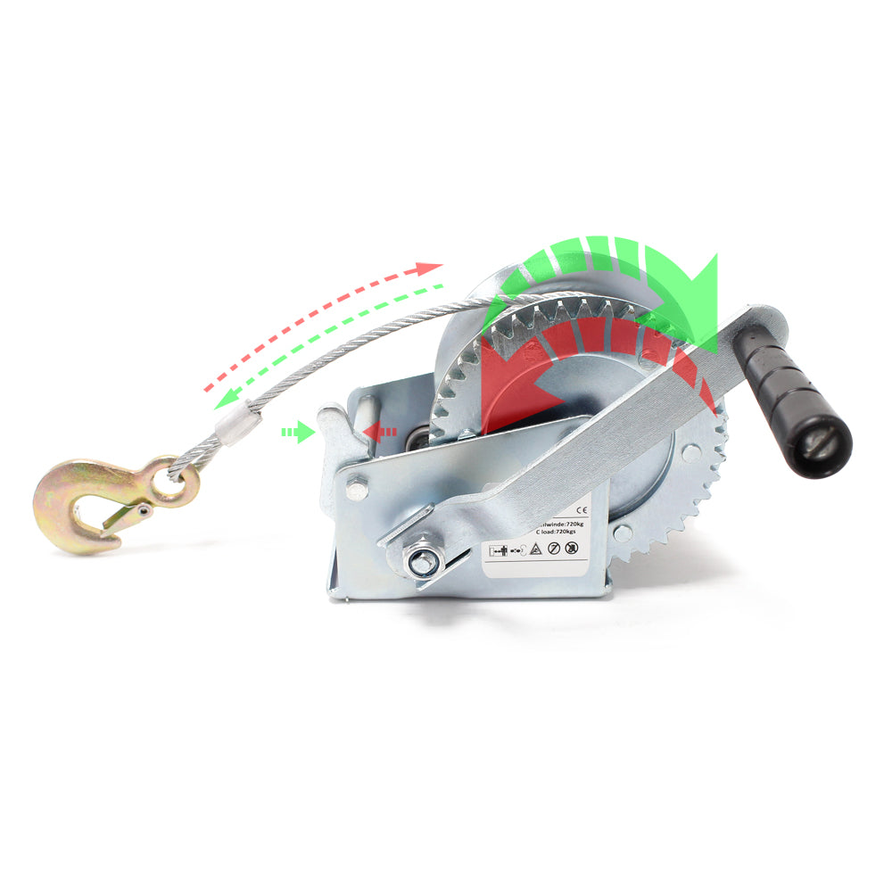 Verricello manuale 1.100kg 8m rapporto di trasmissione 4:1/8:1 argano a fune