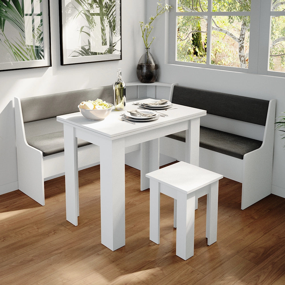 Vicco Gruppo panca ad angolo Bianco 150 x 41.5 cm con tavolo