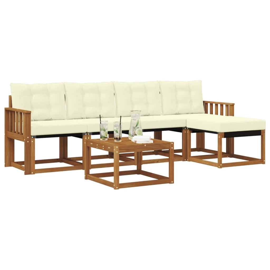 Set di divani da esterno con cuscino 6 pcs Naturale e Crema