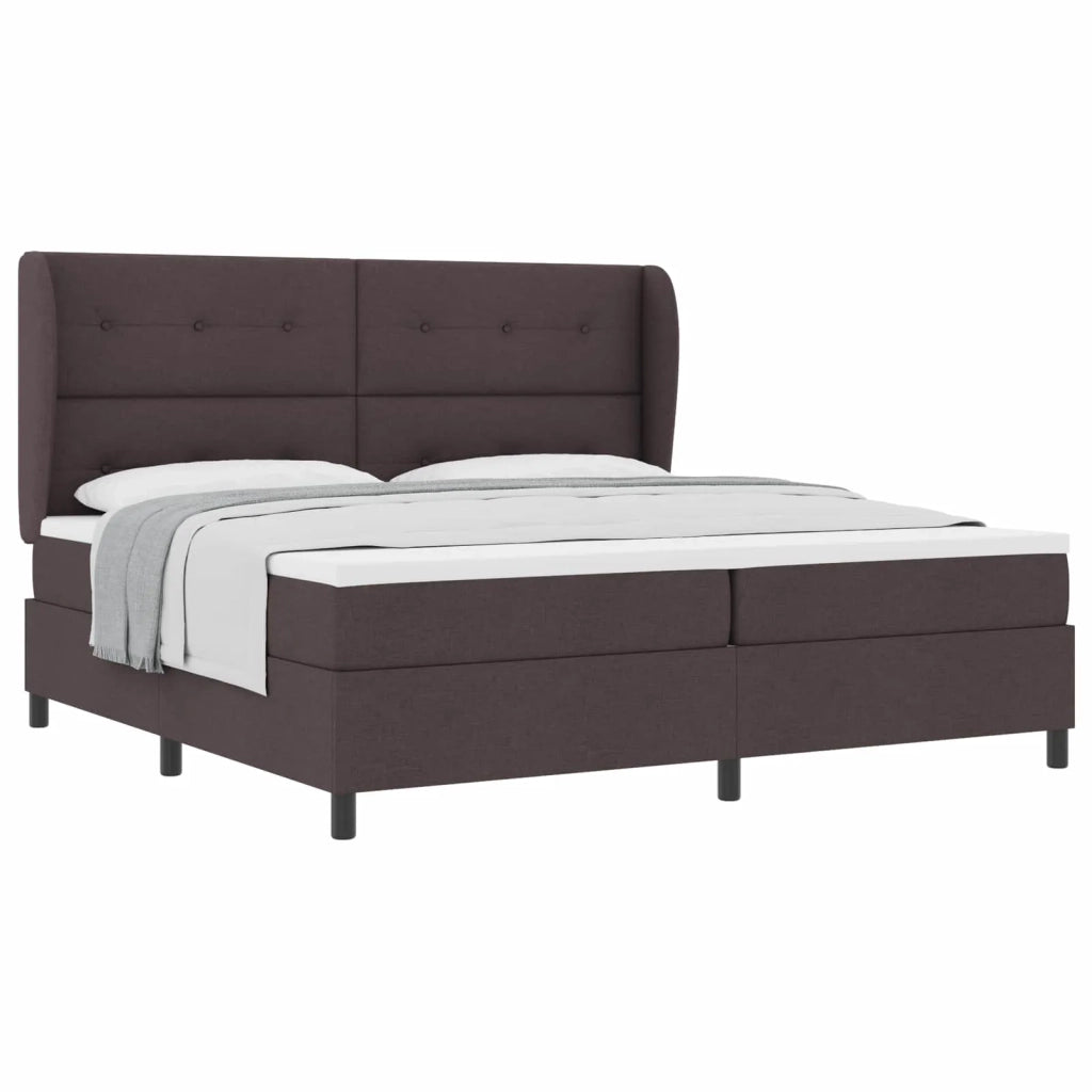 Letto a molle con testiera Marrone scuro 200 x 200 cm Tessuto 3340588