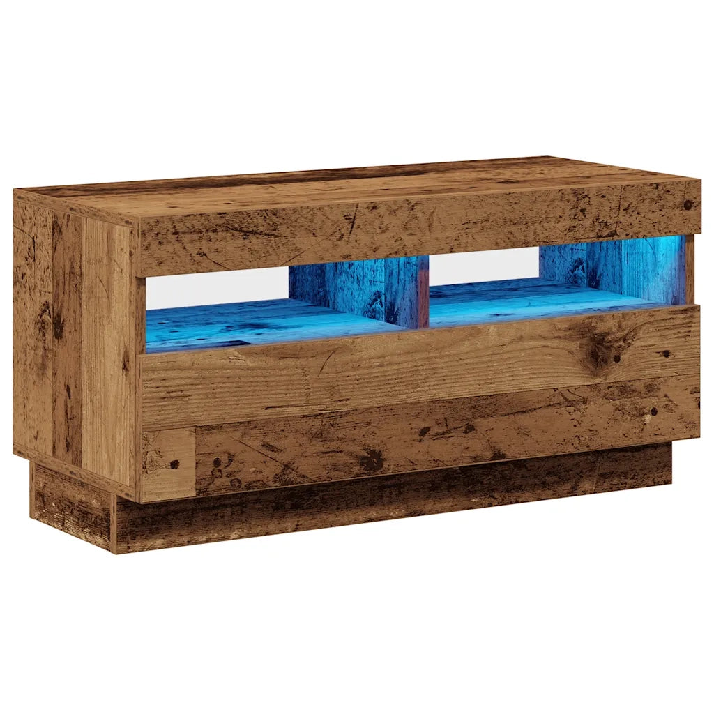 Mobile Porta TV con LED Legno Antico 80x35x40 cm Multistrato