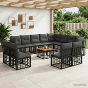 Set di divani da esterno 13 pcs Nero e Grigio scuro Poliestere 3437599