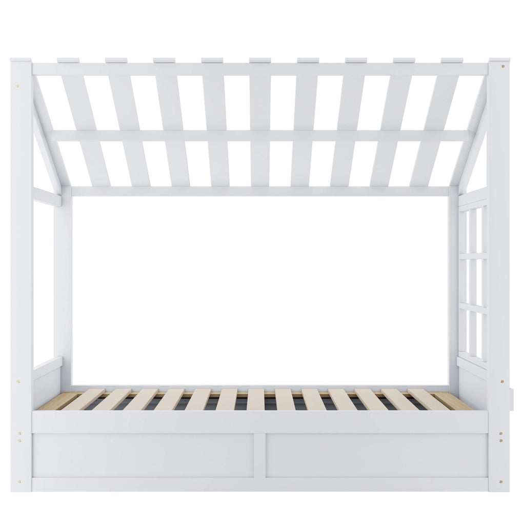 Letto per bambini 90x200 cm con contenitore idraulico e vani laterali; bianco