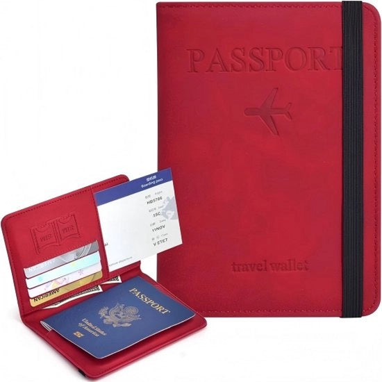 Portafoglio da viaggio - Portafoglio in PU con chiusura RFID - Portafoglio con tasche per carte e cinturino elastico - Protezione contro la furto - Accessori da viaggio per uomini e donne - 11 x 1,1 x 15,1 cm