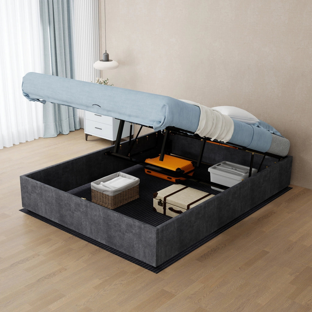LETTO Struttura letto 140x200 cm Grigio in tessuto e metallo