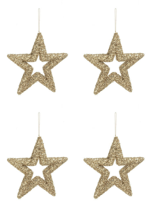 Pendagli Albero di Natale a Stella Oro Dorati Addobbi Decorazioni Grandi Colore: Oro, Altezza: 22 cm