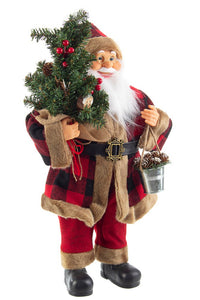 Babbo Natale Scozzese Rosso Tessuto Pupazzo Decorazione Natalizia 40 60 cm Altezza: 40 cm