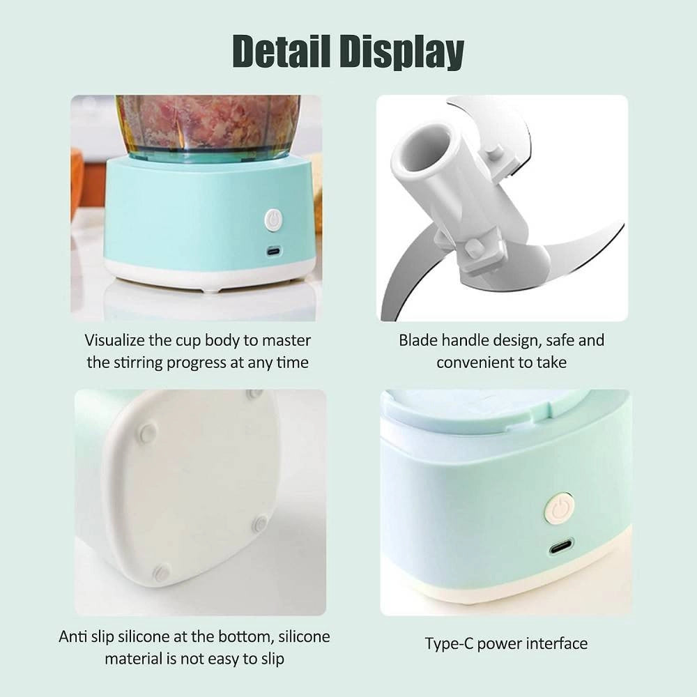 Trade Shop - Mini Tritatutto Elettrico Robot Cucina Miscelatore Alimentare Portatile Senza Fili -