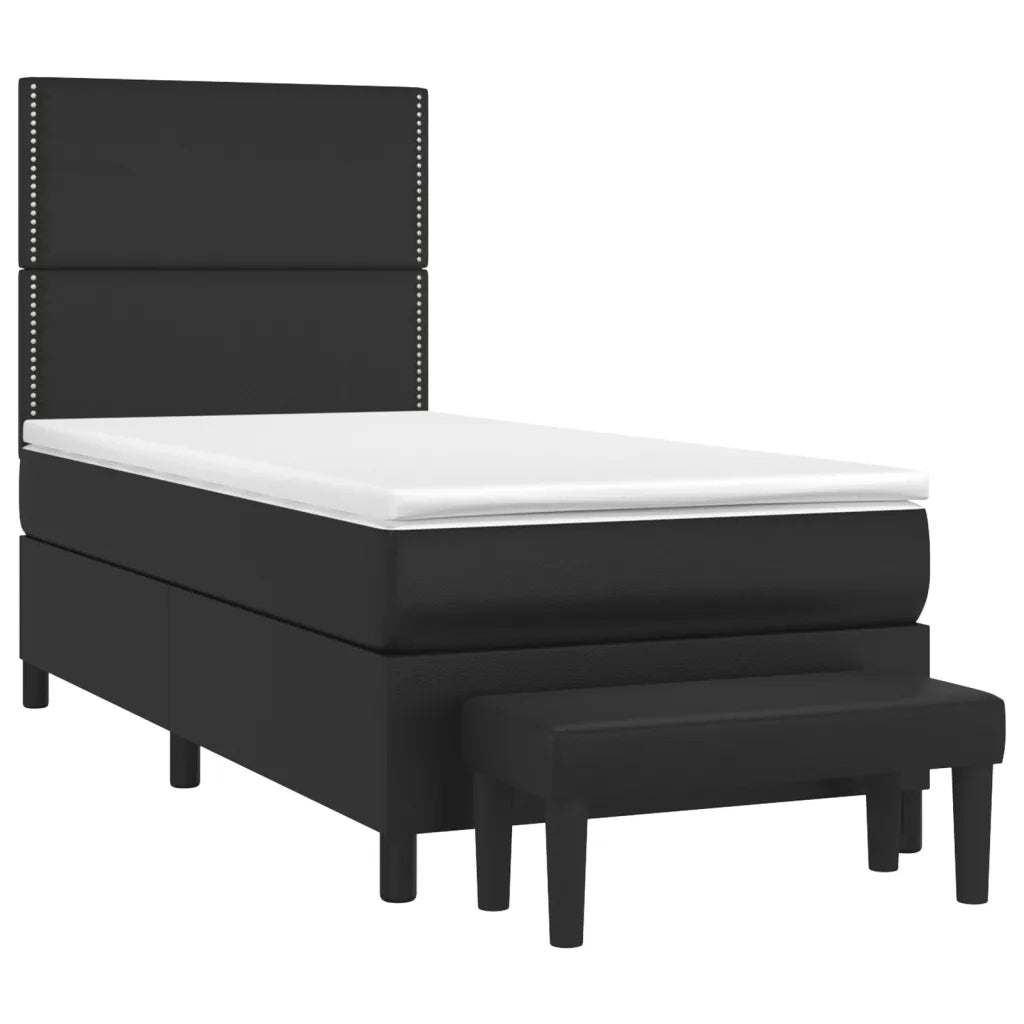 Giroletto a Molle con Materasso Nero 90x190 cm in Similpelle
