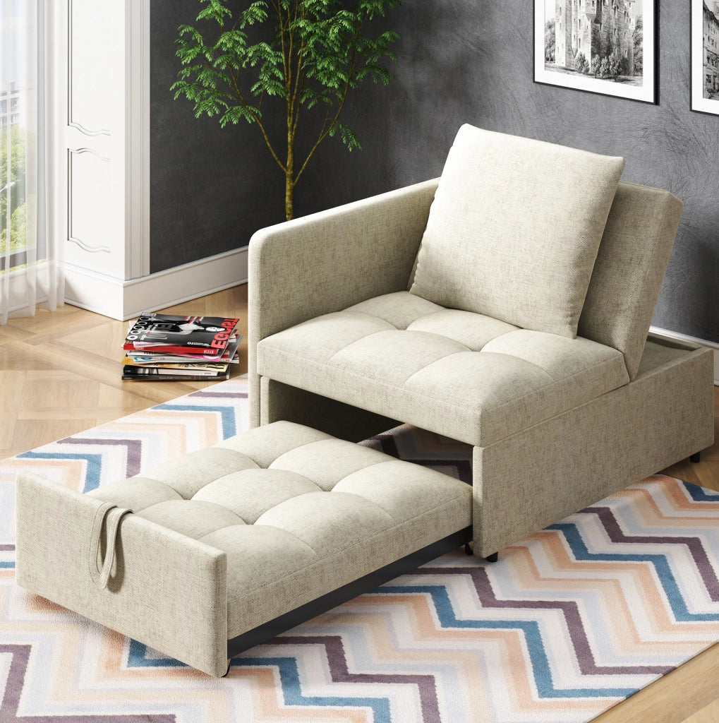 Divano letto 3 in 1 beige con schienale regolabile