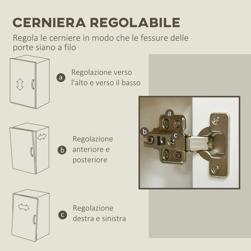 Mobile Multiuso 120x37x75 cm in Truciolato Bianco e Legno