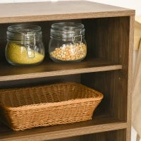 Credenza Moderna con 3 Cassetti e Armadietti, Mobile Dispensa per Cucina e Soggiorno in Legno, 80x40x178cm, Noce