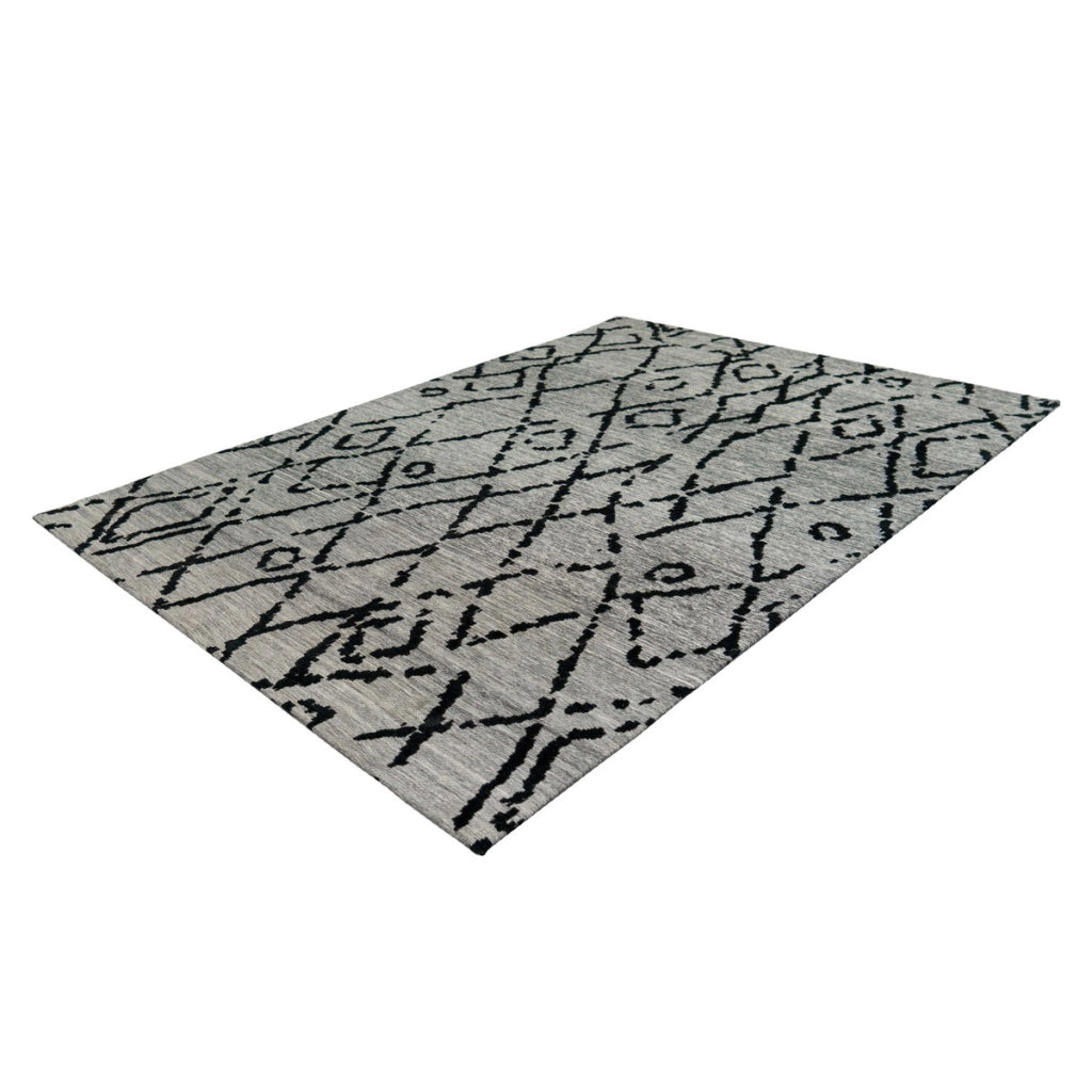Tappeto Jacquard River 100 Grigio e Nero con Motivo Vintage