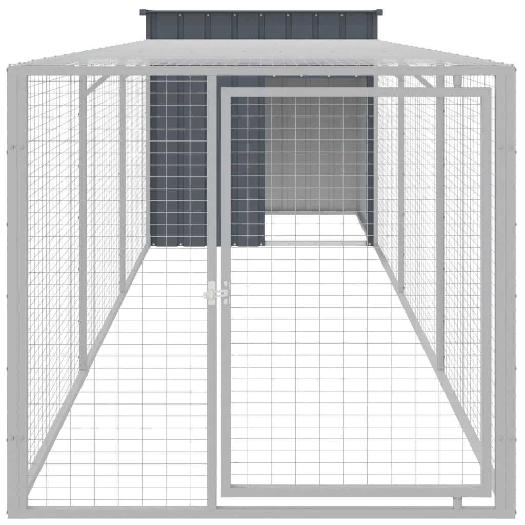 Recinto per pollaio con recinto per galline 110 x 405 x 110 cm in acciaio zincato antracite 02_0043941