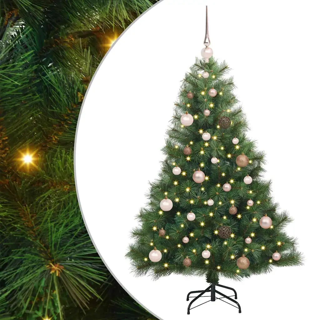 Albero di Natale | Decorazioni natalizie artificiale con 150 LED Verde 150 cm PE e PVC