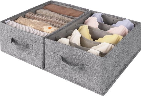 Organizzatore per abiti per armadio, 2-pack organizzatori per cassetto, organizzatore per magliette per armadio, organizzatore per jeans chiaro per armadio, scatola pieghevole per archiviazione abiti