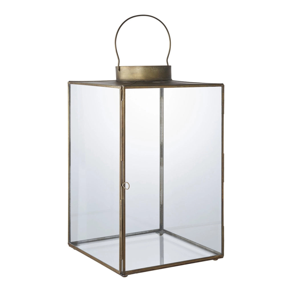 Lanterna Mohali, Ottone, Vetro, 24,5x24,5x42 cm