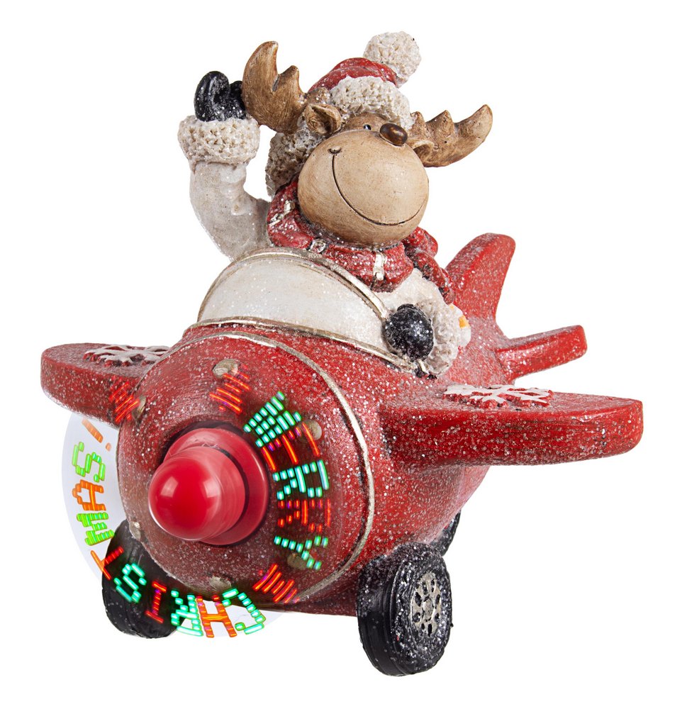 Decorazione Natalizia Renna Plain Aereo Rosso Aviatore Addobbi Natale Bizzotto