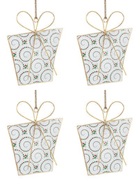 Pendagli Albero di Natale Metallo Oro Pacco Regalo Addobbi Natalizi H 15 cm