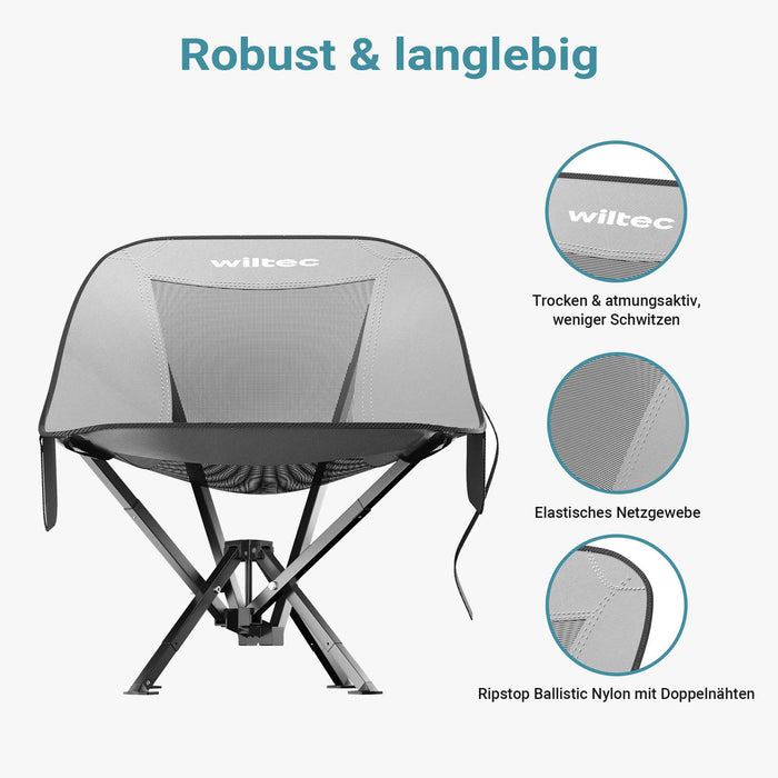 Sedia da campeggio pieghevole portatile 100 kg grigio nero