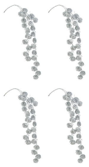 Ramo Natalizio Glitterato Curvo Rametto Decorazioni Addobbi Natale H 72 cm 4Pz Colore: Argento