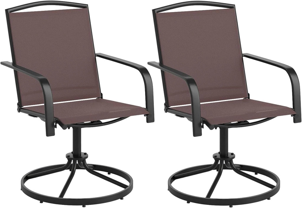 Set di 2 sedie a dondolo girevoli, poltrone con schienale alto, braccioli e tessuto traspirante, telaio in metallo, carico fino a 150 kg, sedie per patio, giardino, terrazza (nero)