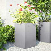 Fioriere da Giardino 2 pz Esagono 46x40x45cm Acciaio Zincato