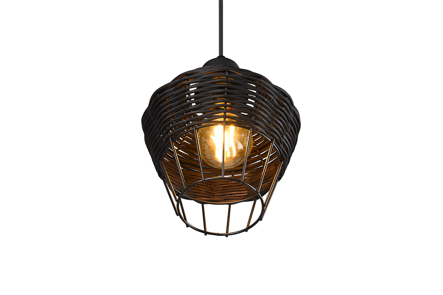 Lampada a Sospensione da Interno Attacco E27 in Tessuto Nero