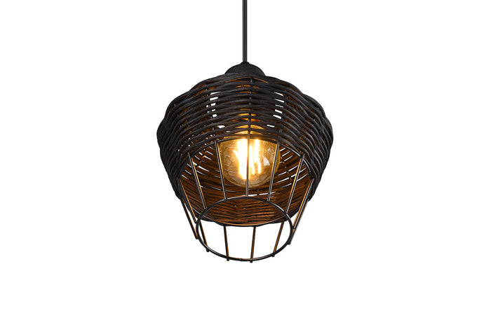 Lampada a Sospensione da Interno Attacco E27 in Tessuto Nero