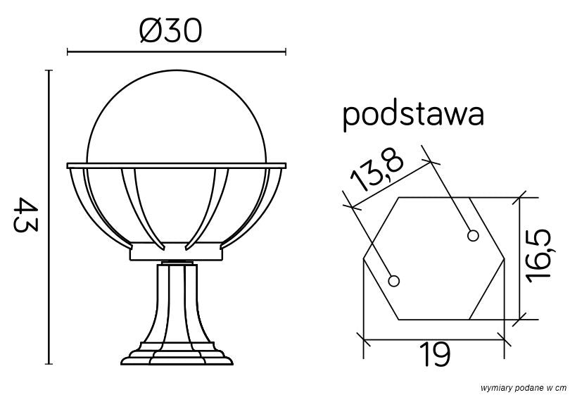 Lampada da giardino SU-MA Kule 43cm sfera 25cm E27 IP43