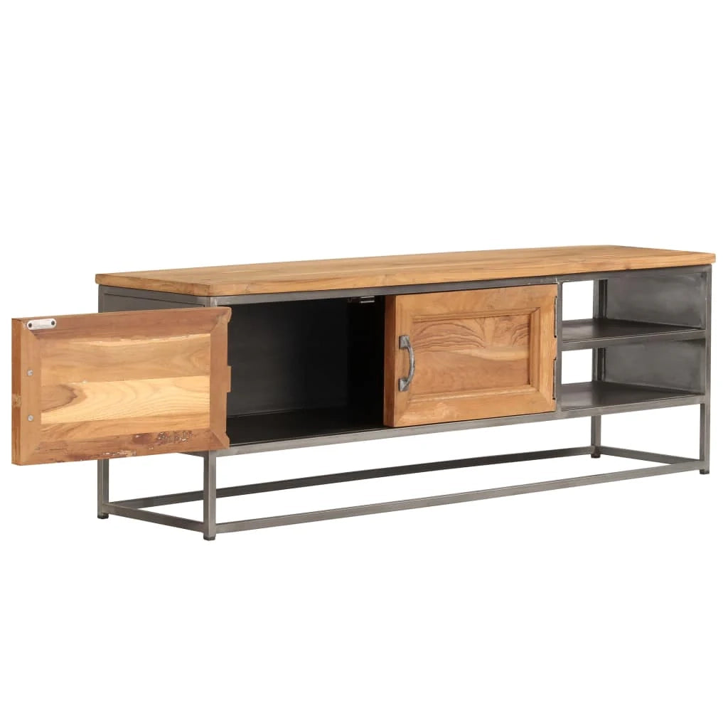 Mobile TV/credenza design pratico teak riciclato e acciaio 120 cm 2502215