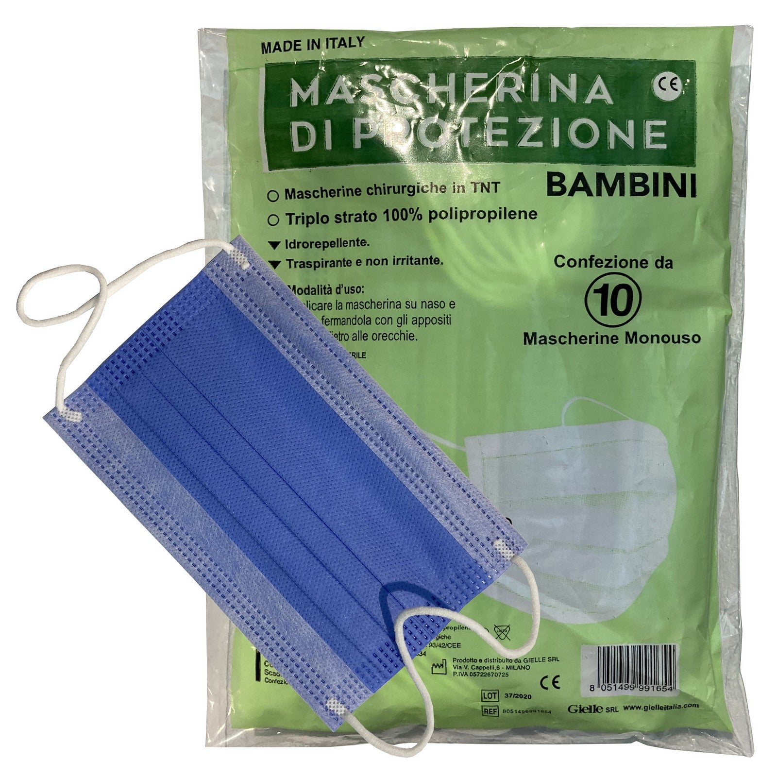 mascherina chirurgica bambino pz 10 cod:ferx.2936