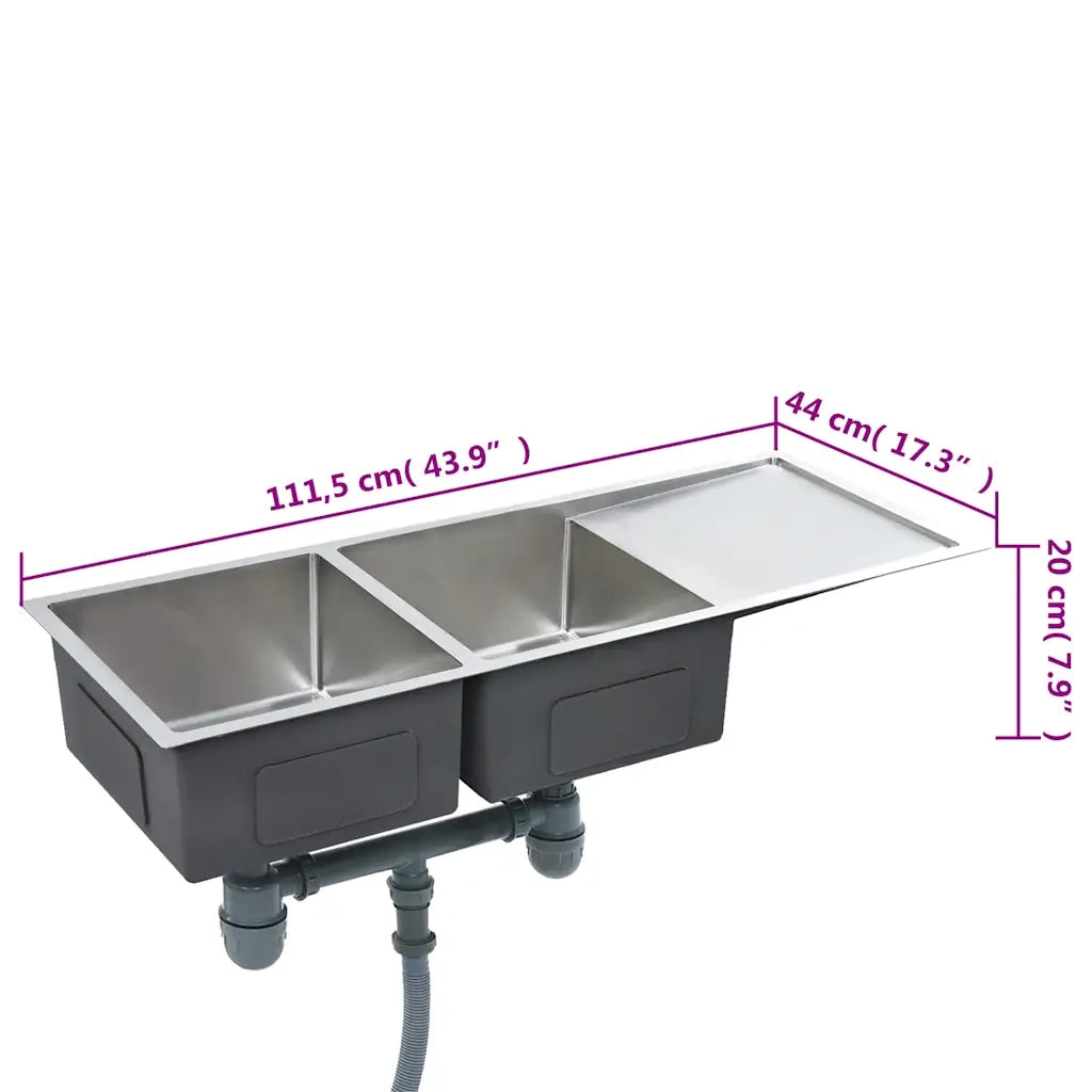 Lavello da Cucina Lavorato a Mano in Acciaio Inox CFW3358559